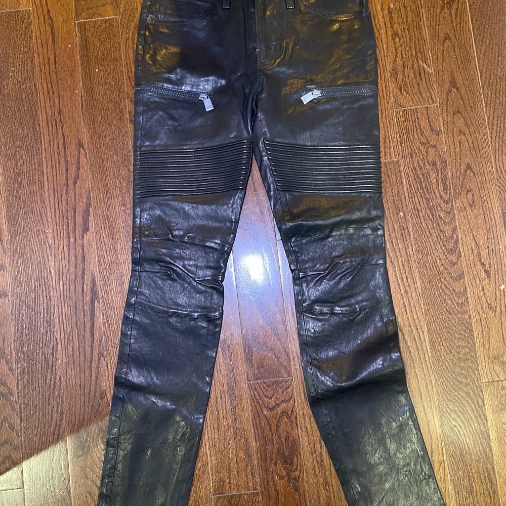 Black Leather Biker Pants